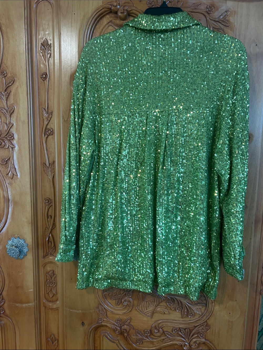 Topshop Lime Green Sequin Shirt Jacket - Picture 5 of 8
